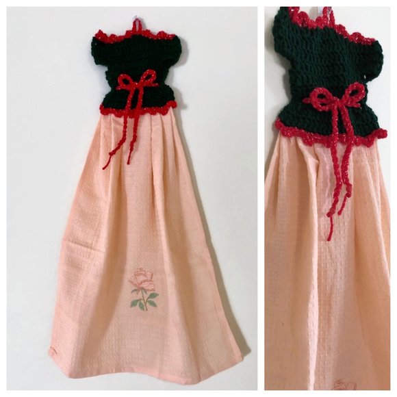 Dress Shape Dish Towel, Crochet Tea Towel Set, Crochet Cute Gift Set - Picture 5 of 16